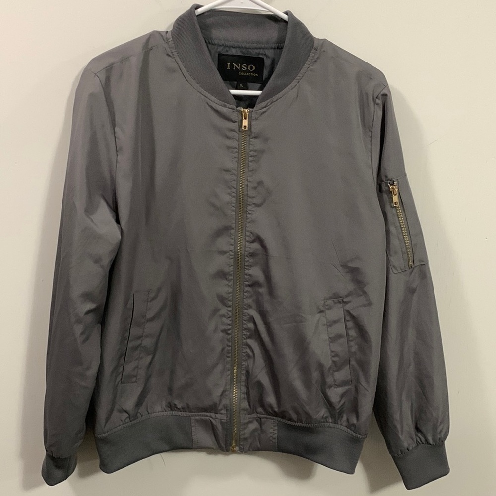 INSO collection bomber jacket in gray, nylon material Size *XL see measurements - Picture 1 of 8